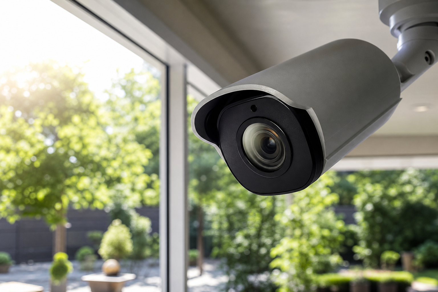 4K CCTV camera handling mixed sunlight and shadow on a UK property