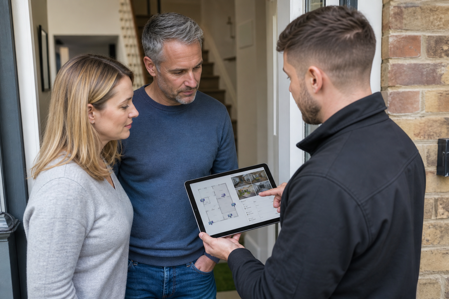 Installer discussing CCTV layout during a home survey