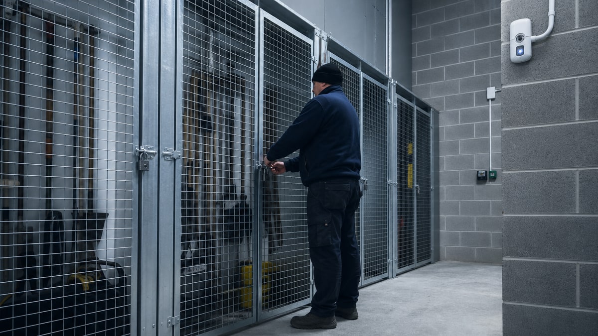 Organised tool storage with worker securing equipment